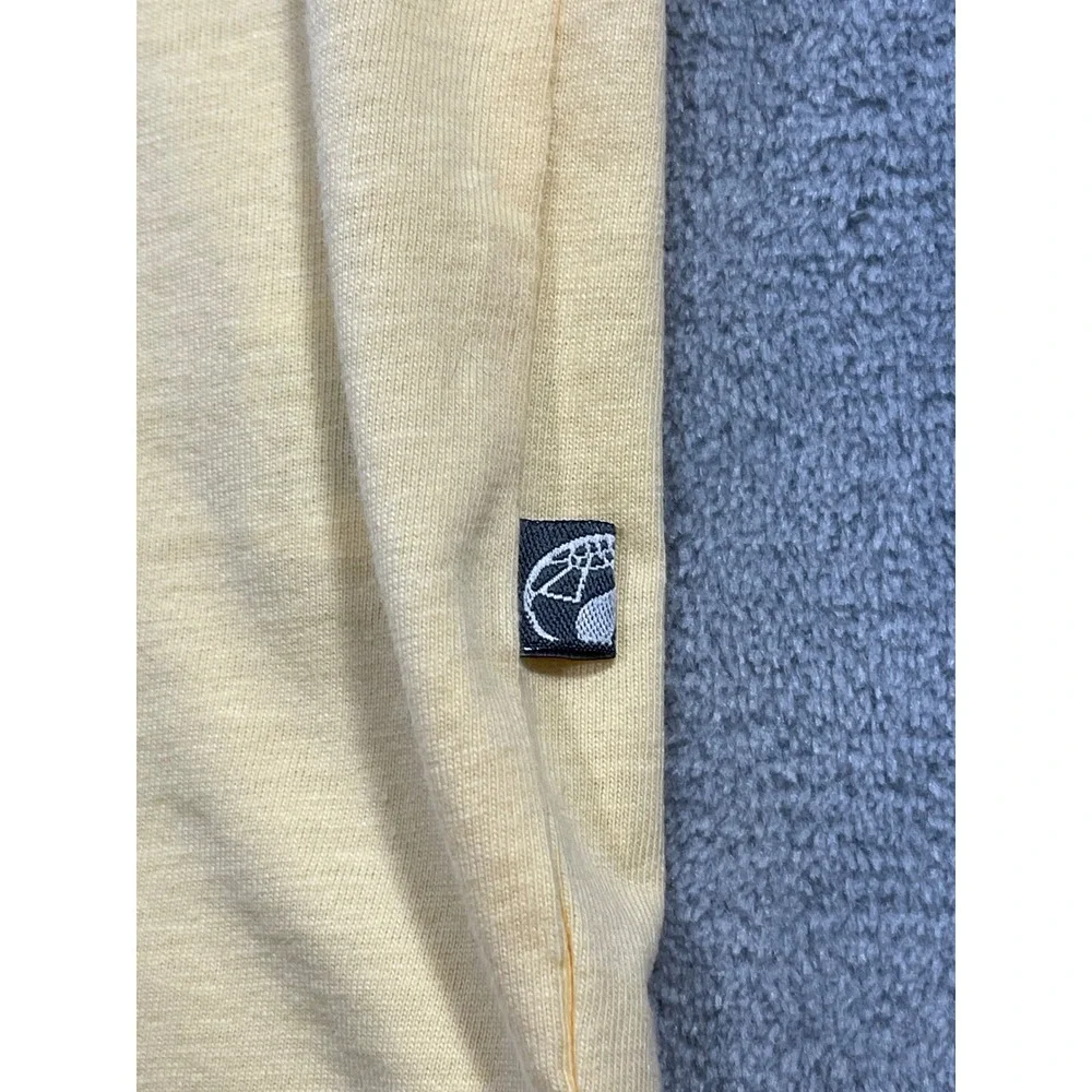 Free Planet Mens Organic Cotton T-Shirt Large Yellow Raglan Sleeve Sustainable